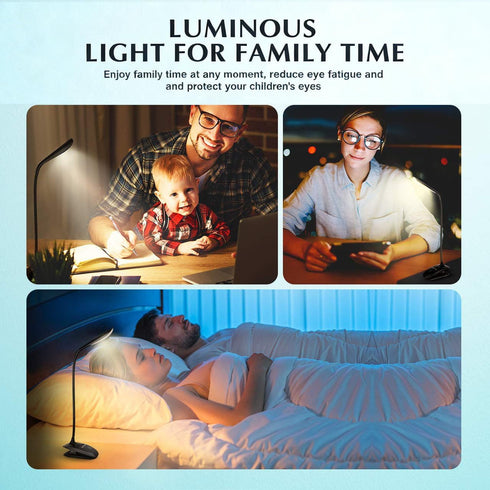Generic 15 LEDs Stepless Adjustable Brightness & Color (Warm/Cool White), Eye-Care, Touch-Sensitive Switch Clip Reading