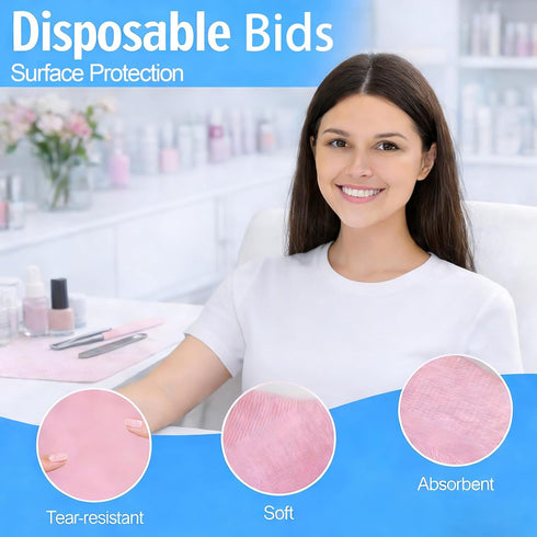 Volokitx 90-Pack (13" 18") Disposable Dental Bibs x Pink Absorbent Surface Bibs with Waterproof Backing for Tattoo