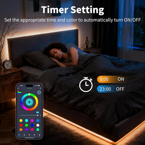 LCTKJTP Decoration(100FT-2 50ft) LED Strip Lights,RGB Music Sync Color Changing Led Lights with Smart App Control
