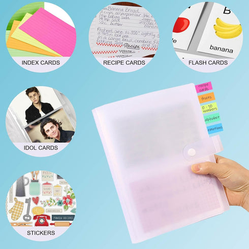 BetterJonny 3x5 Index Card Organizer: Clear Plastic Holder for Recipe Cards and Flash Cards