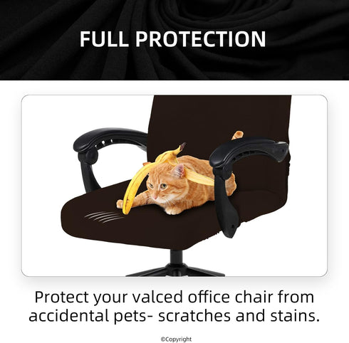 Stretch Computer Office Chair Cover with Durable Zipper, Universal Washable Removable Spandex Slipcovers for Dogs,