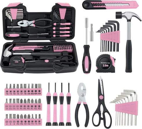 MARTCOLOR 58 Piece Household Tool Set, General Household Hand Tool Kit with