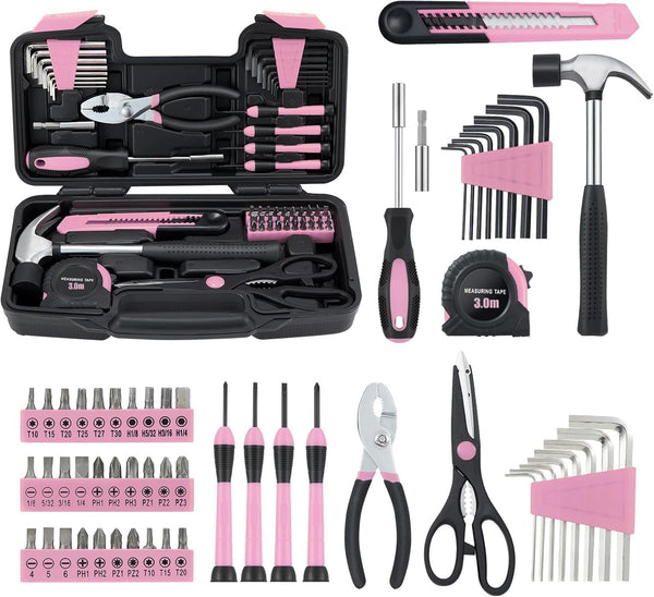 MARTCOLOR 58 Piece Household Tool Set, General Household Hand Tool Kit with