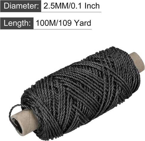 MECCANIXITY Twisted Mason Line Nylon Twine String Cord Black 100M/109 Yard 2.5MM Dia for Netting, Landscaping, Home Improvement, DIY Projects, Crafting, Masonry, Gardening by MECCANIXITY
