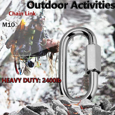 Quick Link, Lsqurel 304 Stainless Steel D Shape Locking Carabiner, Heavy Duty Chain Link for Outdoor Use