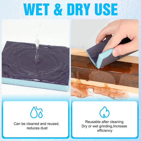 12 Pack 60/80/120/220/320/400 Pack Sanding Sponge, Washable and Reusable Sanding Blocks Grit Wet Dry Sand Paper