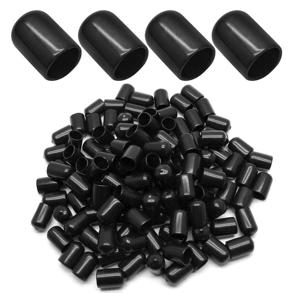 120Pcs Round Rubber End Caps, 9/16" (14mm) Vinyl Flexible Screw Thread Protectors for Metal Tubing