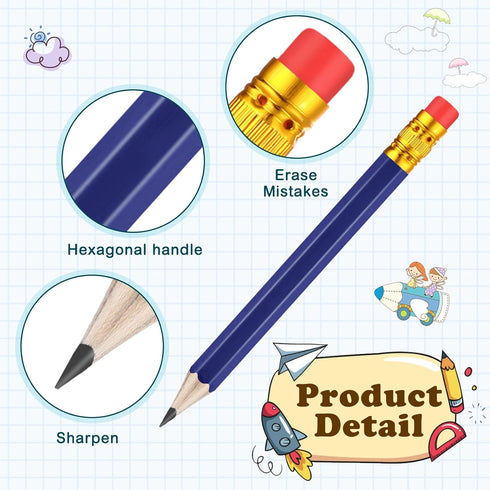 Chivao 288 Pieces Golf Mini Pencils, Bulk Half Pencils with Eraser, Pre Sharpened Baby Shower Party Favors (Navy Blue)