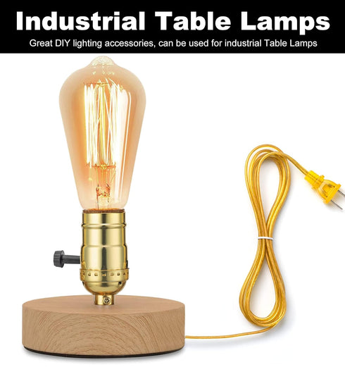 Lamp Repair Kit for Table and Floor Lamps, Rewiring Kit with 3 Way Socket Replacement, 12FT Cord, Brass Finish