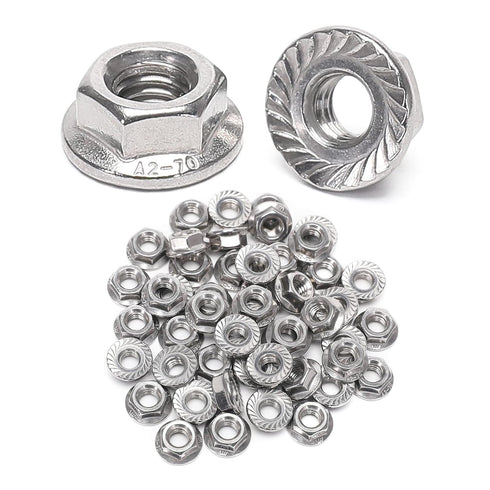 QXSKSLH 25 Pieces M8 Flange Nuts, M8-1.25mm Serrated Hex Flange Lock Nuts, 304