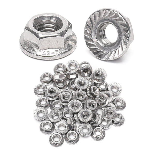 QXSKSLH 25 Pieces M8 Flange Nuts, M8-1.25mm Serrated Hex Flange Lock Nuts, 304