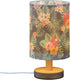 YYZZH Table Lamp Tropical Palm Leaves Hibiscus Plumeria Flower Nightstand Lamp with Wood Base Fabric Lamp Shade Bedside