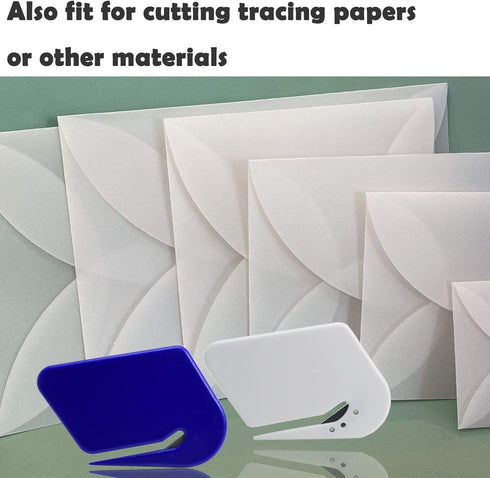 Desk Letter Opener Envelope Slitter - Concealed Blade Cutter Letter Knife Mail Opener Package Opening Tool, White and