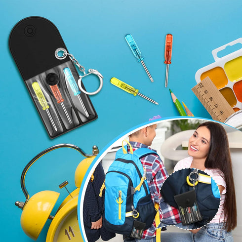 Jutom 10 Set Mini Screwdriver Keychain Set, Includes 3 Mini Screwdrivers in Portable Pouch with Snap Hook