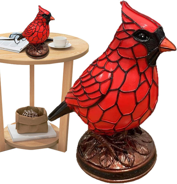 Generic Bird Desk Lamp, La-mp Stained Glass, Resin Cardinalis Night Light Christmas Decorations,