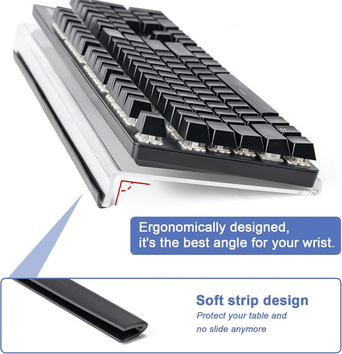BOOMIBOO 17 5.7 Inch Clear Acrylic Tilted Computer Keyboard Holder for Ergonomic Typing, Keyboard Stand with Silicone