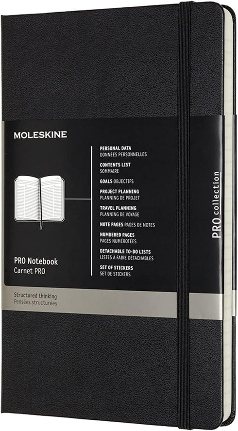 Moleskine Professional Notebook, Large, Black, Hard Cover, 5 x 8.25 for Professional Use