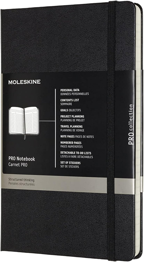 Moleskine Professional Notebook, Large, Black, Hard Cover, 5 x 8.25 for Professional Use