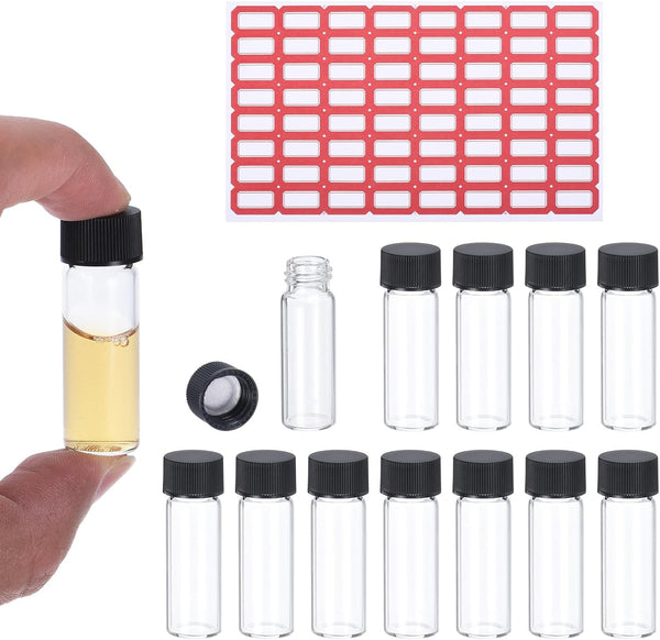 PATIKIL 50 Pack 4ml Clear Glass Vials, Sample Vials with Screw Cap, Leak-Proof Liquid Sample Glass Vial for Lab