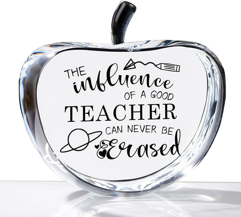 Movdyka Teacher Appreciation Crystal Apple Paperweight - Engraved Thank You Gifts for