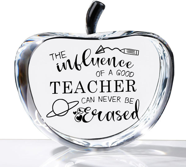 Movdyka Teacher Appreciation Crystal Apple Paperweight - Engraved Thank You Gifts for