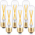 T10 LED Bulbs, 2W Dimmable Tubular, 25 Watt Equivalent, E26 Long Tube Lamp, 2700K Warm White, 6 Pack