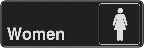 Hillman 841762 Women Visual Impact Self Adhesive Sign, Black and White Plastic, 3x9 Inches