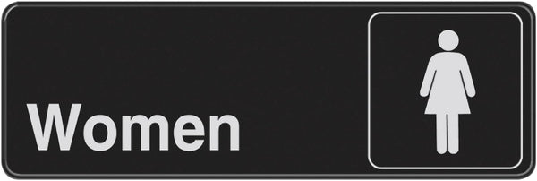 Hillman 841762 Women Visual Impact Self Adhesive Sign, Black and White Plastic, 3x9 Inches