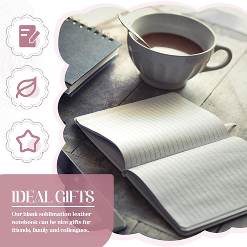 Zonon 4 Pcs Sublimation Journal Blank Notebooks, A6 A5 A4, 190 Pages Thick Faux Leather for Office Supplies