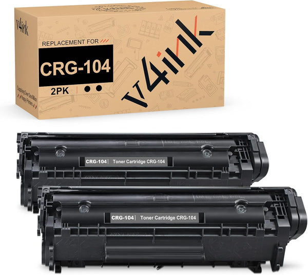 V4INK 2PK Compatible Toner Cartridge Replacement for Canon 104 CRG-104 FX-9 FX-10 - Ink for Canon Printers