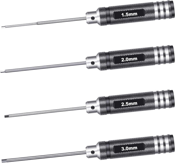 Neewer 4 Piece Set Hex Driver Wrench, Lightweight Titanium Nitride Coating Tools Kit for RC Helicopter