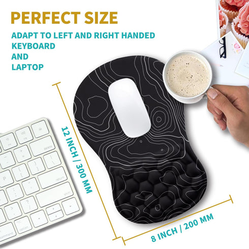 Hokafenle (11.8x7.9 inch,Topographic Ergonomic Mouse Pad Wrist Support, Wrist Rest Mousepad for Carpal Tunnel Pain