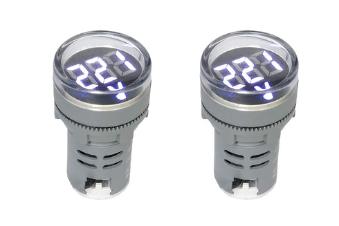 NOYITO 80-500V AC Digital Voltmeter, Small Round Head LCD Display in Red Green Yellow Blue White (Pack of 2)