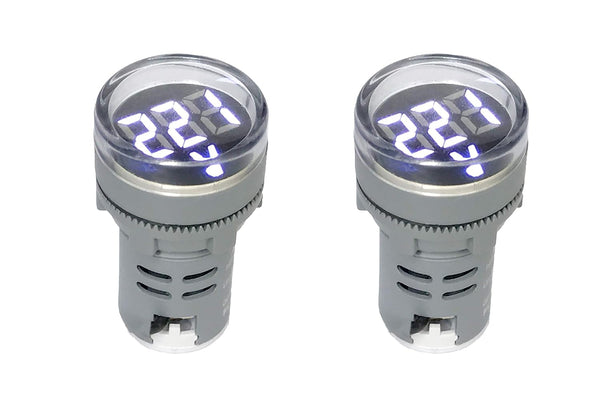 NOYITO 80-500V AC Digital Voltmeter, Small Round Head LCD Display in Red Green Yellow Blue White (Pack of 2)