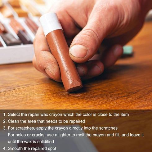3Pcs uxcell Furniture Repair Crayons, - Wood Wax Filler Stick, Furniture Markers Touch Up - for Scratches Holes Tables