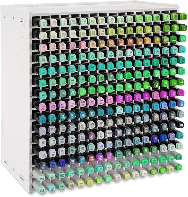 Marker Organizer - Holder for 240 Markers with Removable Divider, Art Marker Storage Rack for Desk, Colored Pens