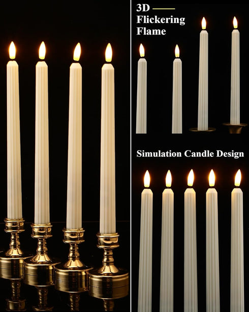 36 White,0.8x11 Inches,Roman Treela Pieces Flameless Taper Candles Flickering Faux LED Battery Operated Electric Fake