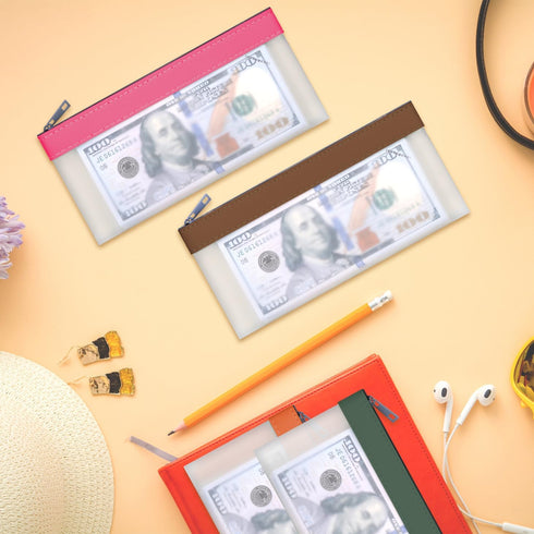4-Piece 7.6 3.7 Inch, VOCHIC Multi-Purpose Money Bag with Zipper - Money Envelopes for Cash, Money Pouch x Bank Money