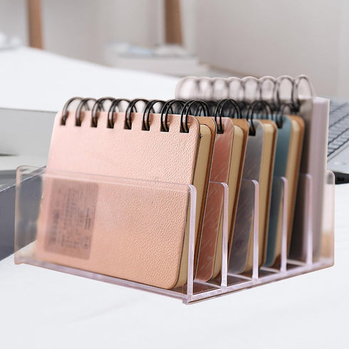 DOITOOL Acrylic File Organizer and Bookends for Desk, Desktop Book Storage Holder with Sturdy Book Rack, Office
