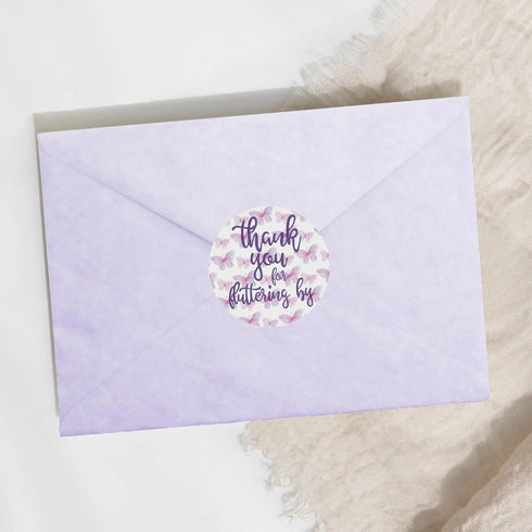 Butterfly Thank You Stickers - Thank You for Fluttering by Labels, Party Favors, 40 Count for Events