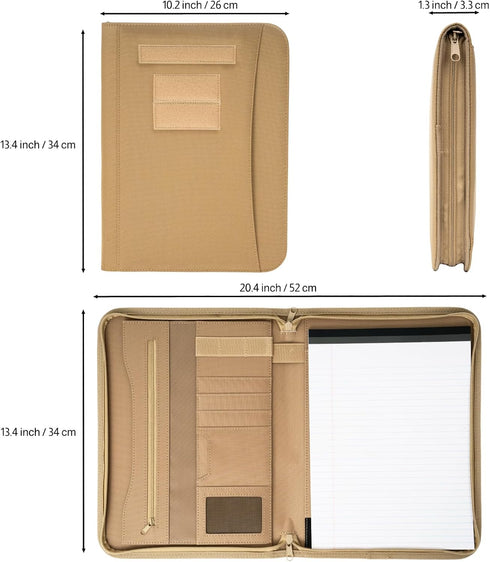 Military Zippered Padfolio and Tactical Notebook Cover with Legal Pad, Large OCP Binder Planner for Men and Women,