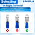 Baomain 100-Pack 1/4" Female Quick Disconnect Spade Terminals - Insulated Crimp Connectors 16-14 AWG (Blue)