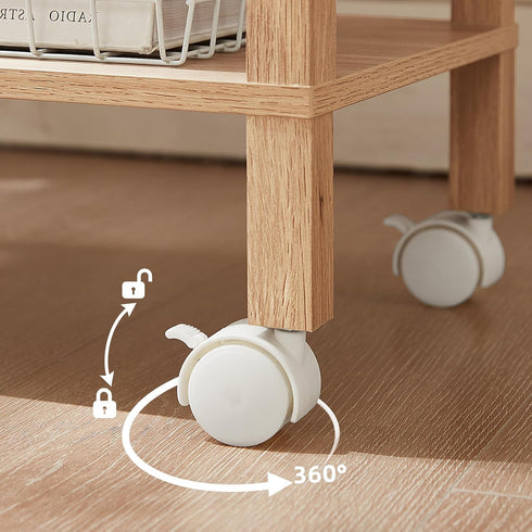 YUFAM 2 Tier Printer Stand with Storage,Under Desk Shelf Printer Table,Small Printer Stand with Wheels,Rolling Printer