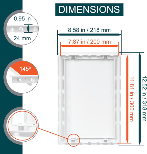 8" x 12" White Plastic Access Panel. Service Shaft Door Panel. Plumbing, Electricity, Heating, Alarm Wall Access Panel for Drywall. Bathroom Services Access Hole Cover. by ECOPRO VENT