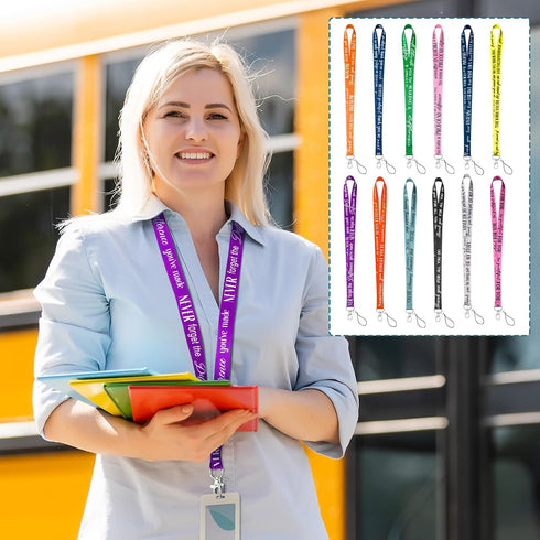 Motipuns 48 Pcs Thank You Gifts Lanyard Bulk for ID Badge Employee Appreciation Gift Keychain Inspirational Lanyards
