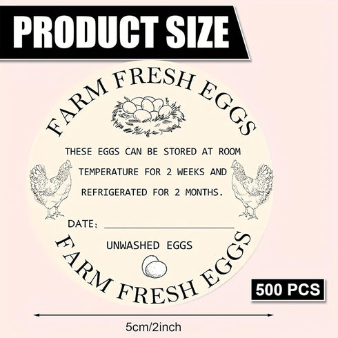 Well Tile 500Pcs 2inch Packaging Farm Fresh Egg Carton Stickers Round Unwashed Egg Carton Labels with Collection Date