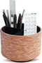Round Leather Art Supply Organizer,Remote Control Holder,360 Degree Rotating,Multi-Functional Pencil Holder,4 Compartments