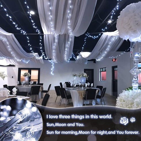 33ft 100 8 JMEXSUSS White Christmas Lights with Remote, LED Battery Operated Christmas Lights, Modes Outdoor Indoor