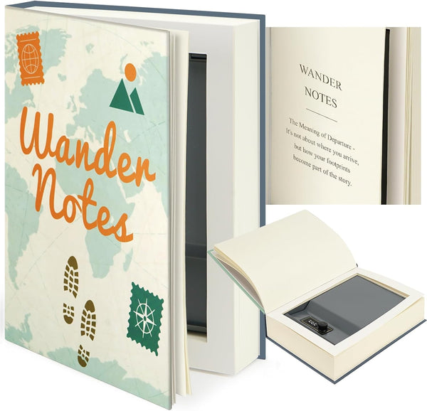 Decorative Book Safe with Combination Lock, Realistic Paper Page Design Hidden Storage