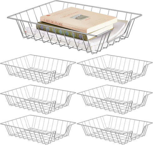 Yeaqee 6 Pcs Letter Tray Wire Paper Trays - Stackable Metal Paper Organizer for Desk, Letter File Storage for Office